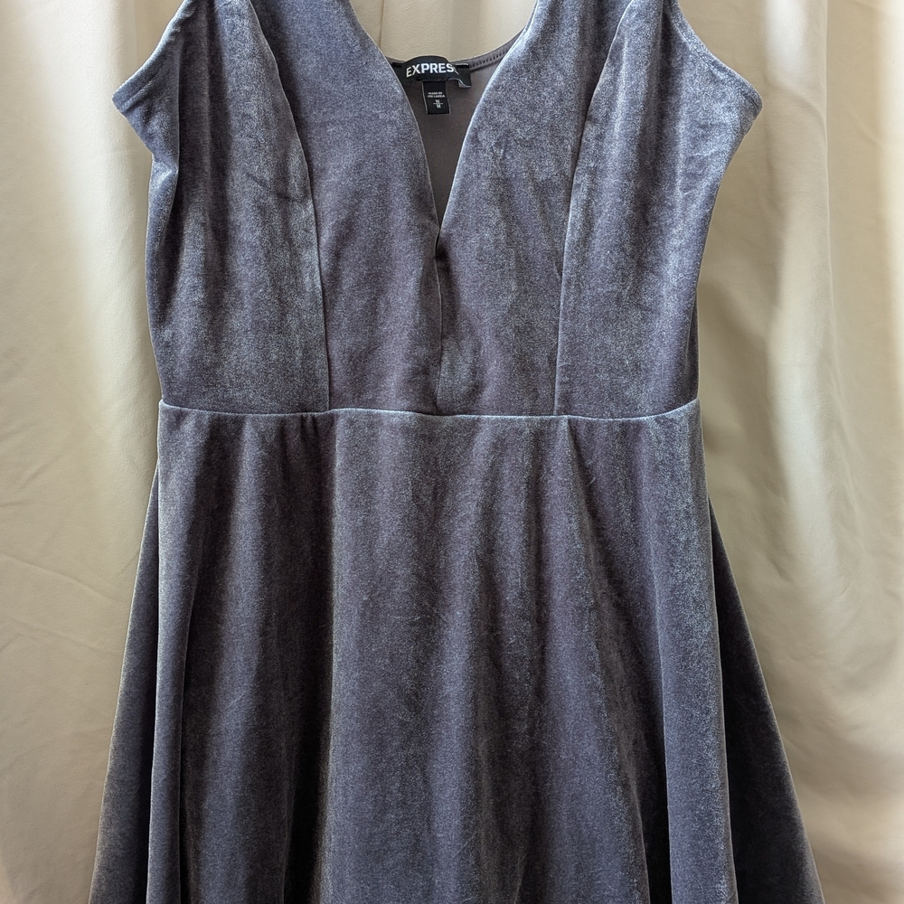 Express Gray Velvet Romper | Underwire | Size M - Picture 1 of 3